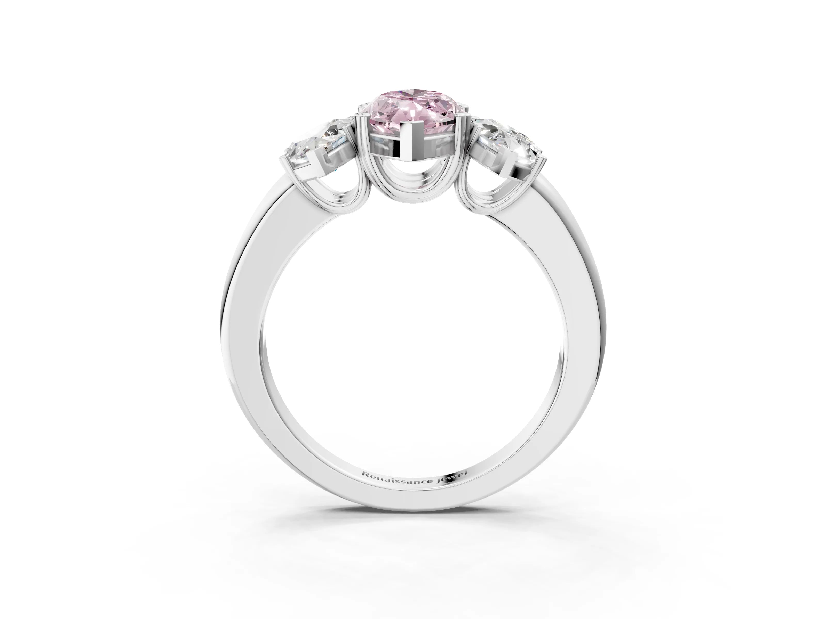 White gold Three-Stone Fancy Pink Marquise Cut Cut Diamond Ring with Channel Set Band and Four-Prong Setting_3