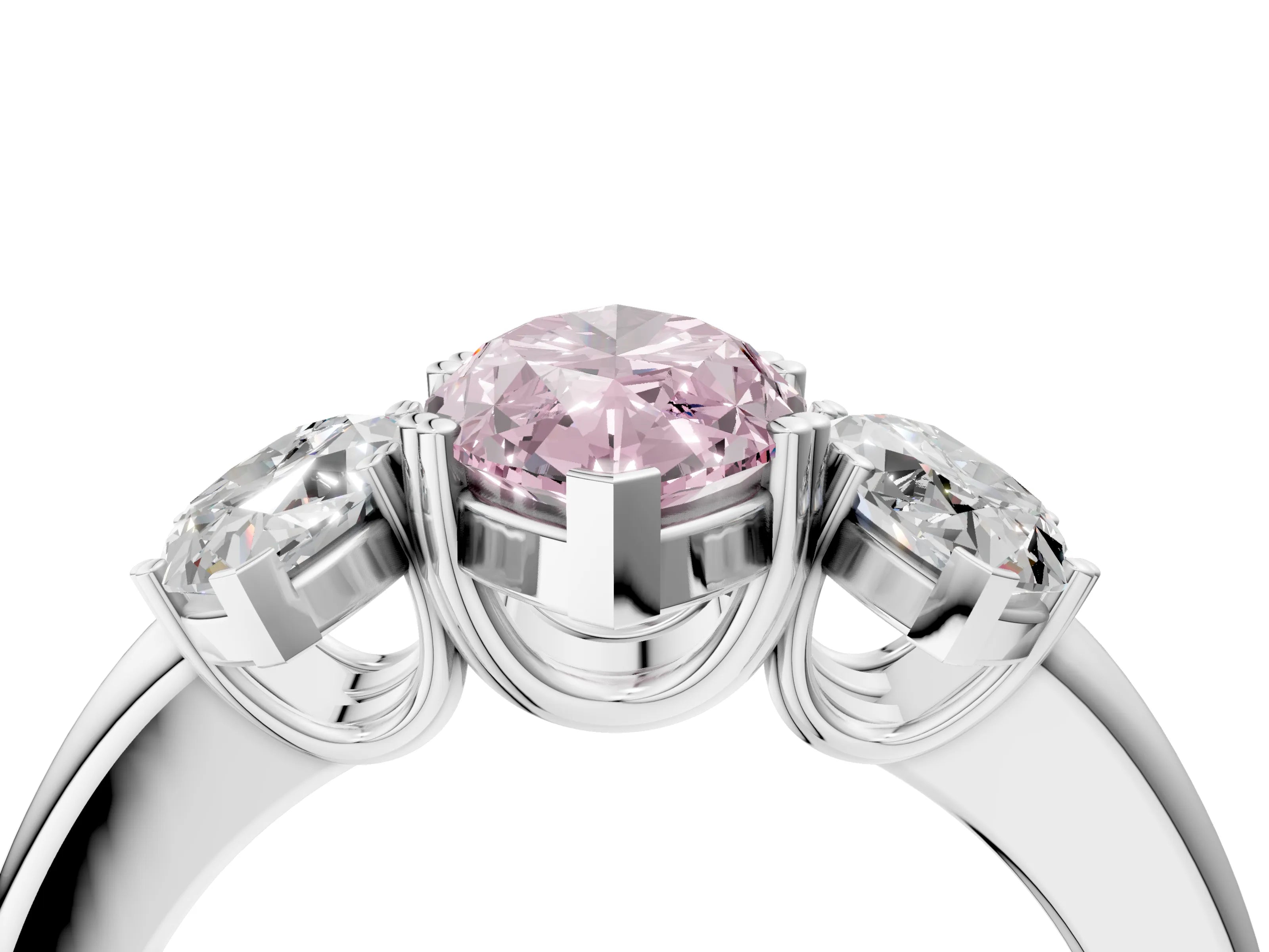 White gold Three-Stone Fancy Pink Marquise Cut Cut Diamond Ring with Channel Set Band and Four-Prong Setting_4