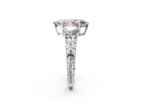 White gold Three-Stone Fancy Pink Marquise Cut Cut Diamond Ring with Channel-Set Band and Prong Setting_2