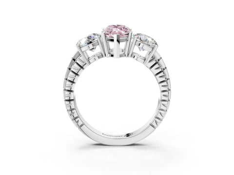 White gold Three-Stone Fancy Pink Marquise Cut Cut Diamond Ring with Channel-Set Band and Prong Setting_3