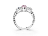 White gold Three-Stone Fancy Pink Marquise Cut Cut Diamond Ring with Channel-Set Band and Prong Setting_3