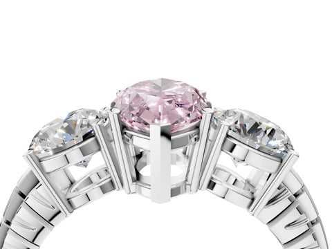 White gold Three-Stone Fancy Pink Marquise Cut Cut Diamond Ring with Channel-Set Band and Prong Setting_4