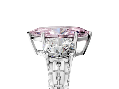 White gold Three-Stone Fancy Pink Marquise Cut Cut Diamond Ring with Channel-Set Band and Prong Setting_5