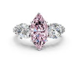 White gold Three-Stone Fancy Pink Marquise Cut Cut Diamond Ring with Channel-Set Band and Prong Setting