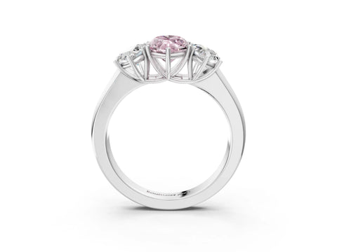White gold Three-Stone Fancy Pink Marquise Cut Cut Diamond Ring with Prong Setting and Classic Band_3