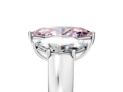 White gold Three-Stone Fancy Pink Marquise Cut Cut Diamond Ring with Prong Setting and Classic Band_5