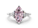 White gold Three-Stone Fancy Pink Marquise Cut Cut Diamond Ring with Trillion Side Stones and Four-Prong Setting_11