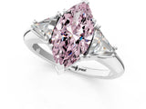 White gold Three-Stone Fancy Pink Marquise Cut Cut Diamond Ring with Trillion Side Stones and Four-Prong Setting_12