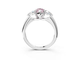 White gold Three-Stone Fancy Pink Marquise Cut Cut Diamond Ring with Trillion Side Stones and Four-Prong Setting_14