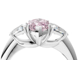 White gold Three-Stone Fancy Pink Marquise Cut Cut Diamond Ring with Trillion Side Stones and Four-Prong Setting_15