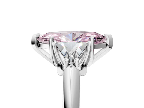 White gold Three-Stone Fancy Pink Marquise Cut Cut Diamond Ring with Trillion Side Stones and Four-Prong Setting_16