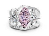 White gold Three-Stone Fancy Pink Marquise Cut Cut Diamond Split Shank Prong Set Ring_12