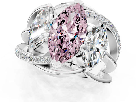 White gold Three-Stone Fancy Pink Marquise Cut Cut Diamond Split Shank Prong Set Ring_13