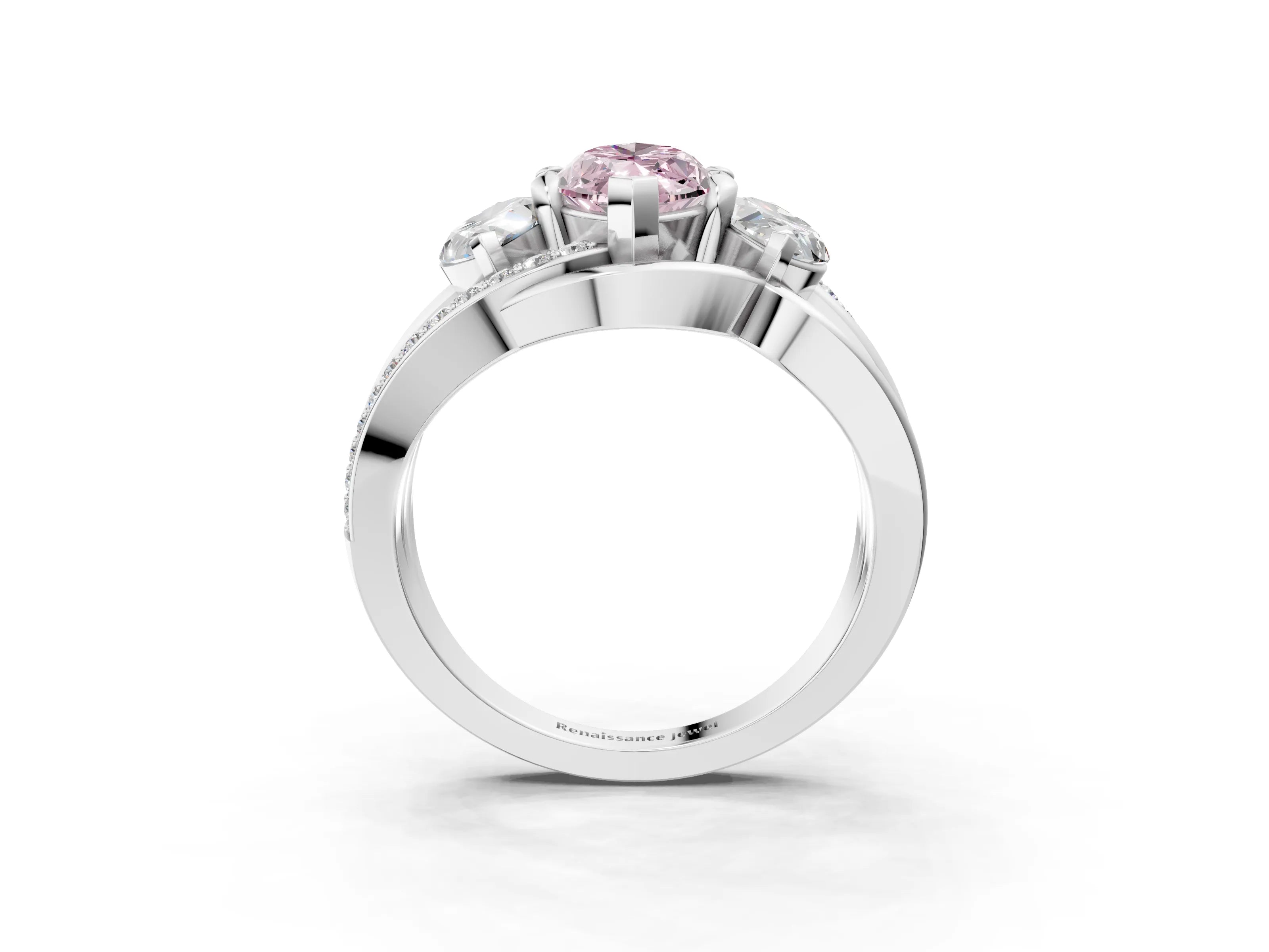 White gold Three-Stone Fancy Pink Marquise Cut Cut Diamond Split Shank Prong Set Ring_15