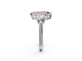 White gold Three-Stone Fancy Pink Marquise Cut Cut Milgrain Band Prong Setting Ring_2