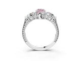 White gold Three-Stone Fancy Pink Marquise Cut Cut Milgrain Band Prong Setting Ring_3