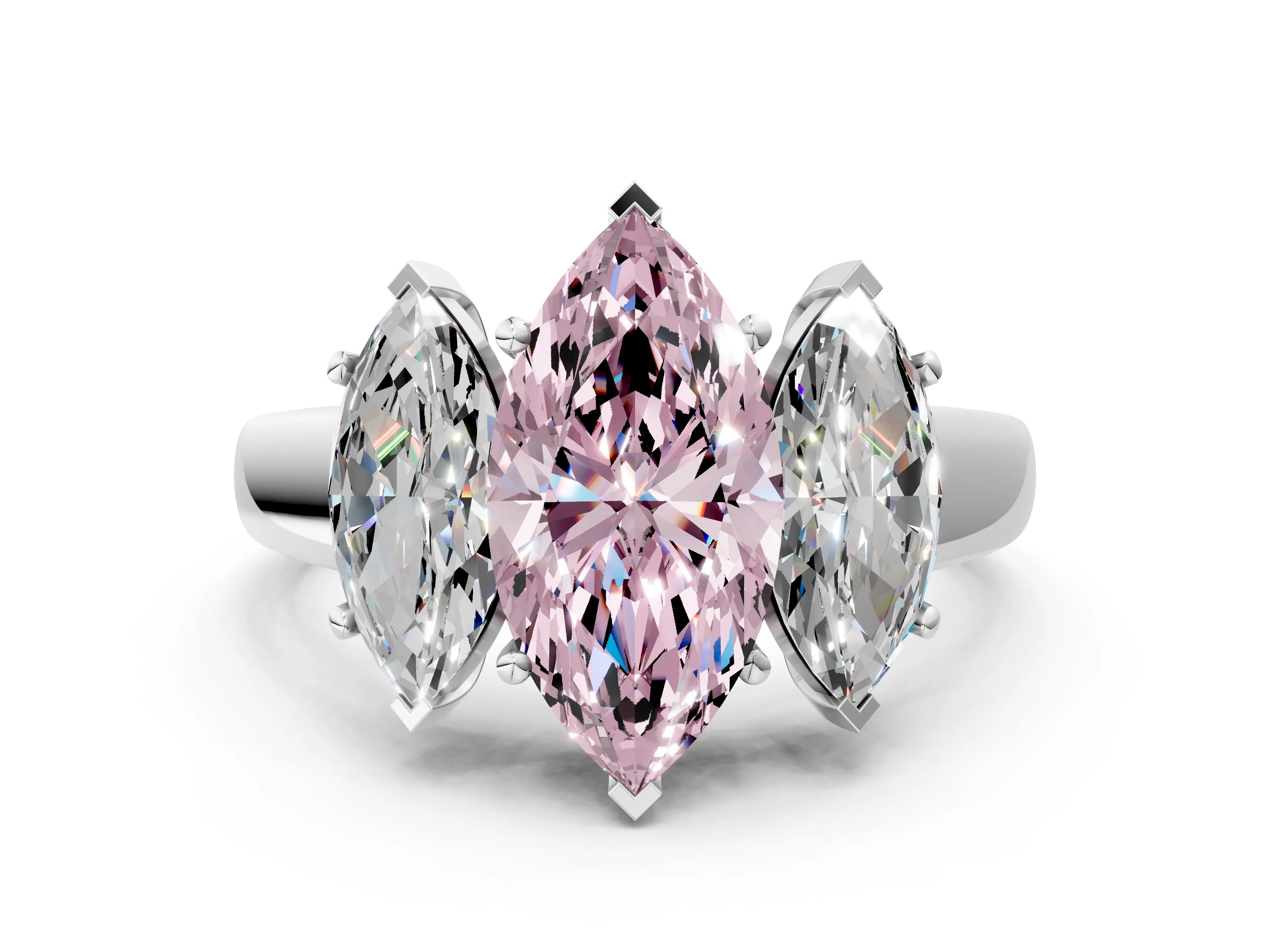 White gold Three-Stone Fancy Pink Marquise Cut Cut Solitaire Ring with Classic Prong Setting_12