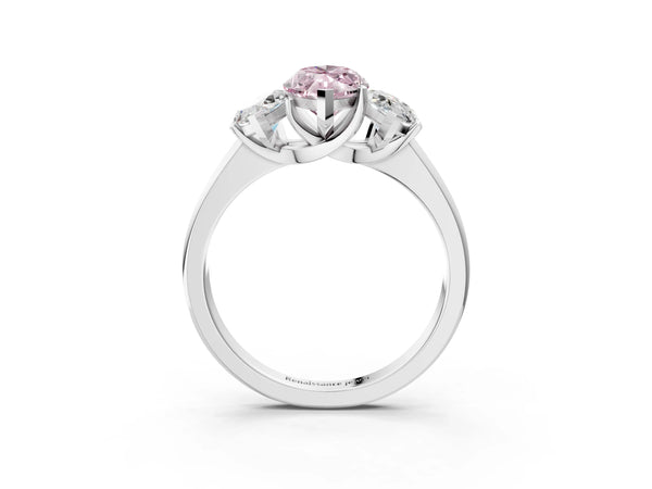 Platinum Three-Stone Fancy Pink Marquise Cut Cut Solitaire Ring with Classic Prong Setting