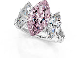 White gold Three-Stone Fancy Pink Marquise Cut Diamond Braided Band Ring with Four-Prong Setting_21