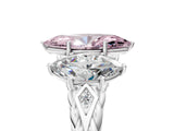 White gold Three-Stone Fancy Pink Marquise Cut Diamond Braided Band Ring with Four-Prong Setting_25