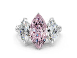 White gold Three-Stone Fancy Pink Marquise Cut Diamond Braided Band Ring with Four-Prong Setting_40