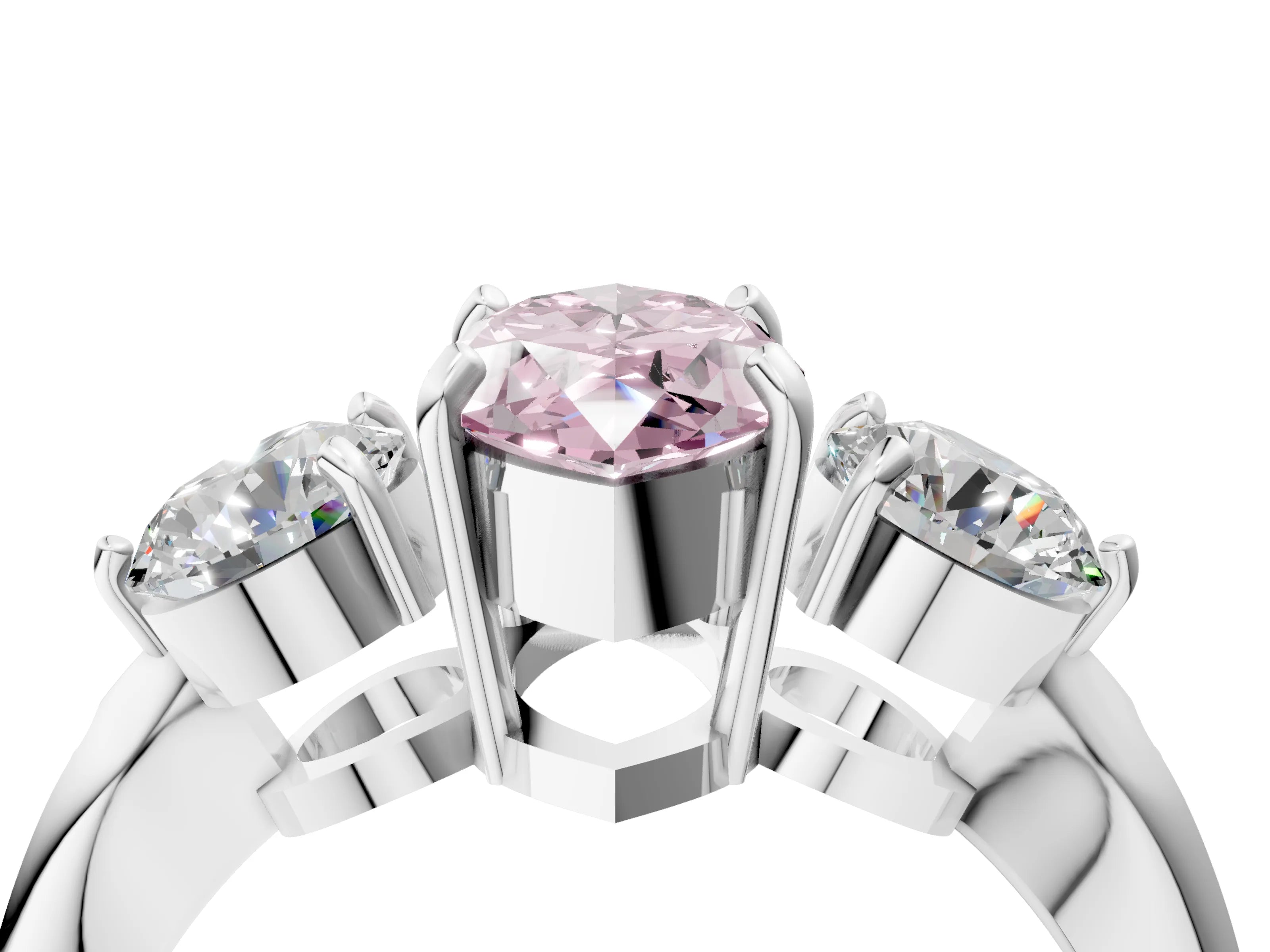 White gold Three-Stone Fancy Pink Marquise Cut Diamond Channel Set Engagement Ring with Prong Setting_16
