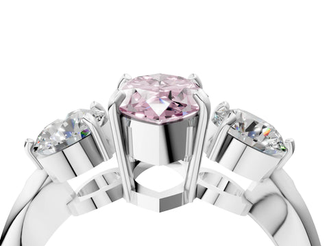 White gold Three-Stone Fancy Pink Marquise Cut Diamond Channel Set Engagement Ring with Prong Setting_16