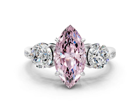 White gold Three-Stone Fancy Pink Marquise Cut Diamond Channel Set Engagement Ring with Prong Setting_24