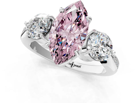 White gold Three-Stone Fancy Pink Marquise Cut Diamond Channel Set Engagement Ring with Prong Setting_25