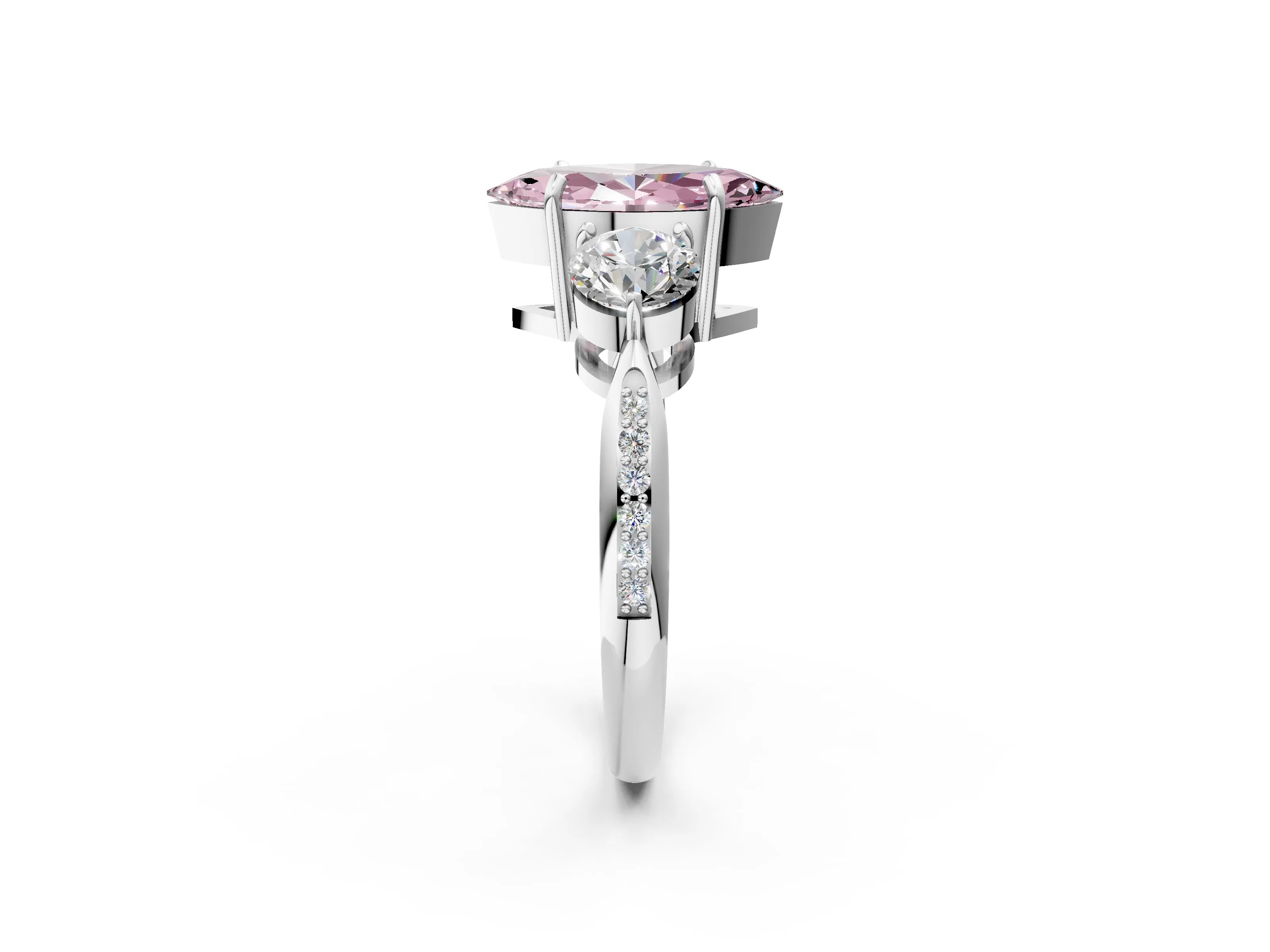 White gold Three-Stone Fancy Pink Marquise Cut Diamond Channel Set Engagement Ring with Prong Setting_26