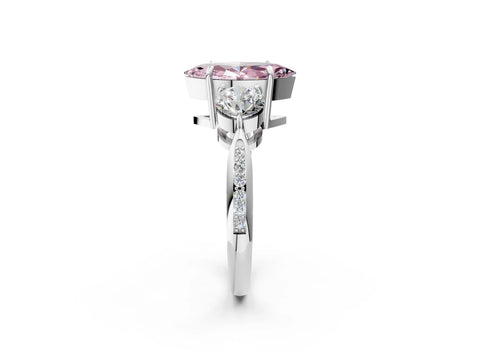 White gold Three-Stone Fancy Pink Marquise Cut Diamond Channel Set Engagement Ring with Prong Setting_26
