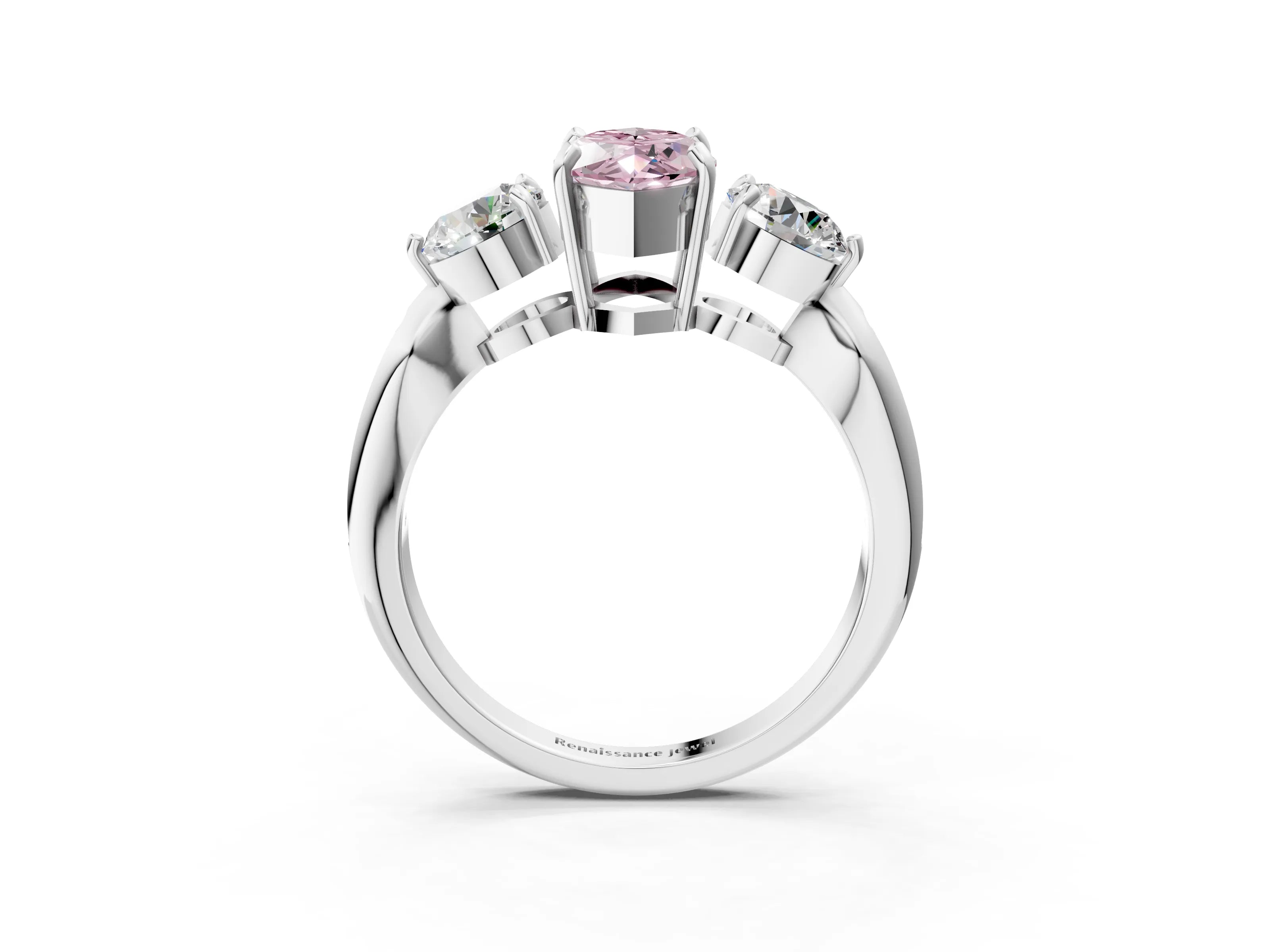 White gold Three-Stone Fancy Pink Marquise Cut Diamond Channel Set Engagement Ring with Prong Setting_27