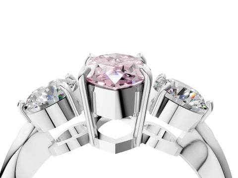 White gold Three-Stone Fancy Pink Marquise Cut Diamond Channel Set Engagement Ring with Prong Setting_28