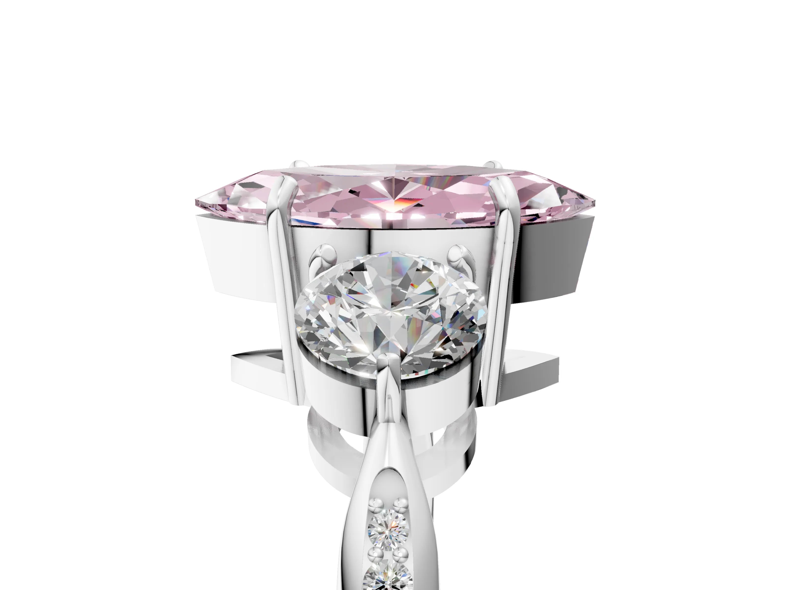 White gold Three-Stone Fancy Pink Marquise Cut Diamond Channel Set Engagement Ring with Prong Setting_29