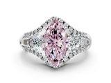 White gold Three-Stone Fancy Pink Marquise Cut Diamond Engagement Ring with Pave Band and Prong Setting_12