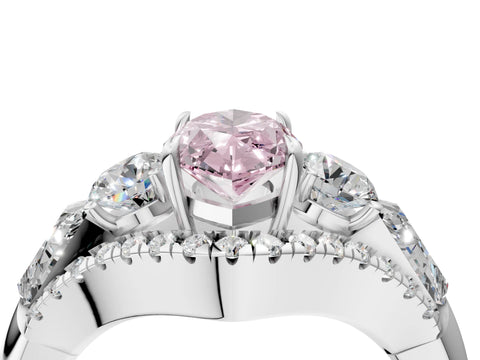 White gold Three-Stone Fancy Pink Marquise Cut Diamond Engagement Ring with Pave Band and Prong Setting_16