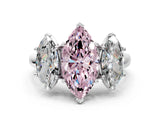 White gold Three-Stone Fancy Pink Marquise Cut Diamond Engagement Ring with Prong Setting_15