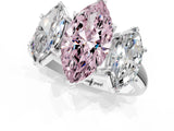 White gold Three-Stone Fancy Pink Marquise Cut Diamond Engagement Ring with Prong Setting_16