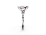 10K White Gold Three-Stone 2.01 Carat Pink VS1 Marquise Diamond Pavé Band with Four-Prong Setting