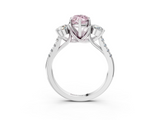 10K White Gold Three-Stone 2.01 Carat Pink VS1 Marquise Diamond Pavé Band with Four-Prong Setting