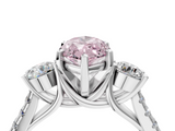 10K White Gold Three-Stone 2.01 Carat Pink VS1 Marquise Diamond Pavé Band with Four-Prong Setting