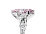 10K White Gold Three-Stone 2.01 Carat Pink VS1 Marquise Diamond Pavé Band with Four-Prong Setting
