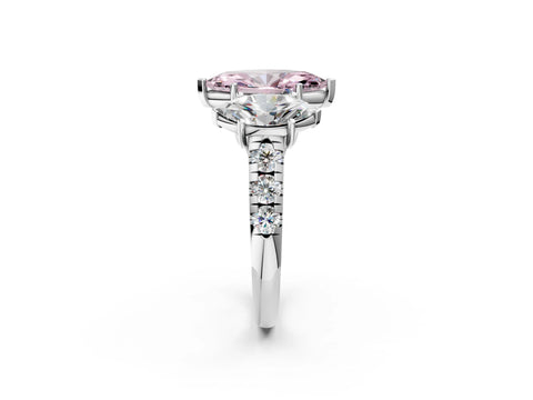 White gold Three-Stone Fancy Pink Marquise Cut Diamond Pavé Band with Prong Setting_14