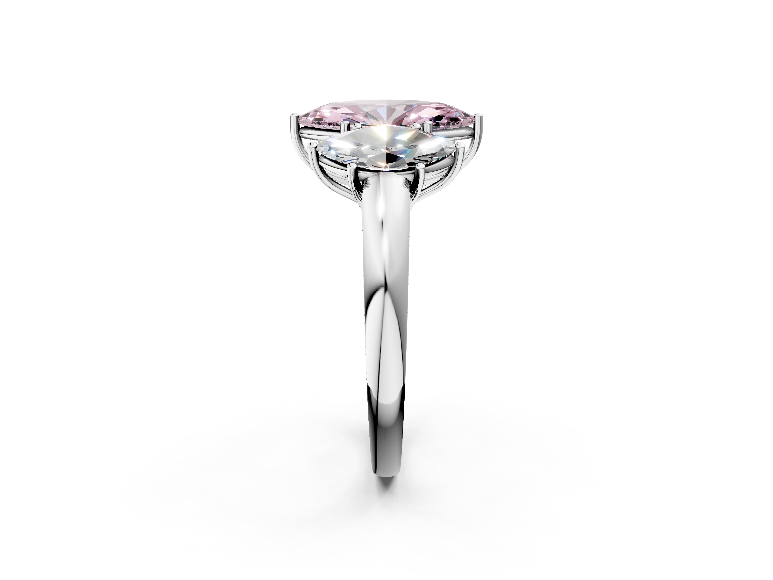 White gold Three-Stone Fancy Pink Marquise  Cut Diamond Ring with Channel-Set Band and Four-Prong Setting_46