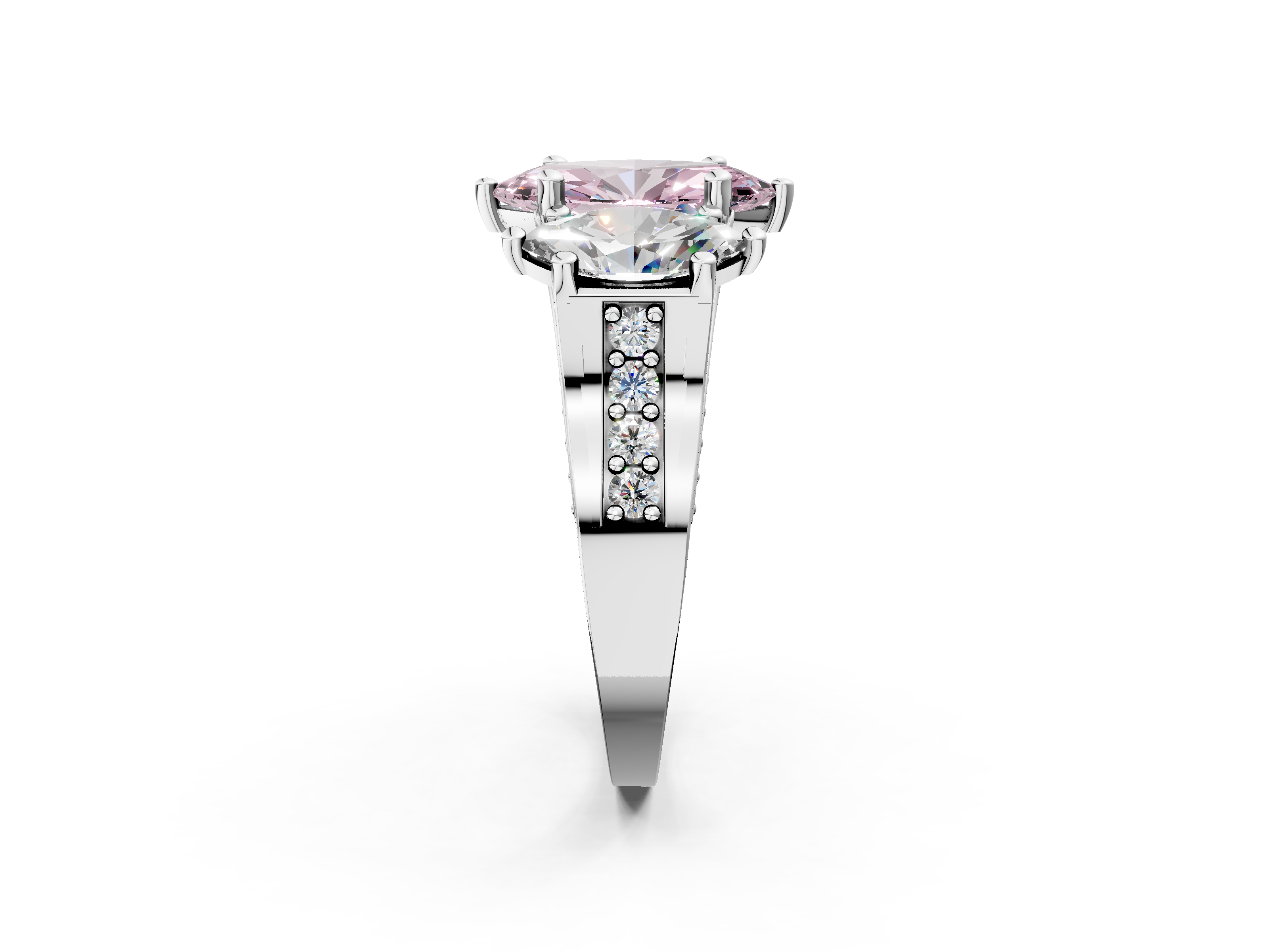 White gold Three-Stone Fancy Pink Marquise  Cut Diamond Ring with Channel-Set Band and Four-Prong Setting_51