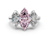 White gold Three-Stone Fancy Pink Marquise  Cut Diamond Ring with Channel-Set Band and Four-Prong Setting_61