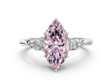 White gold Three-Stone Fancy Pink Marquise  Cut Diamond Ring with Pear Side Stones in Four-Prong Setting_110