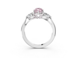 White gold Three-Stone Fancy Pink Marquise  Cut Diamond Ring with Pear Side Stones in Four-Prong Setting_111