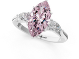 White gold Three-Stone Fancy Pink Marquise  Cut Diamond Ring with Pear Side Stones in Four-Prong Setting_111