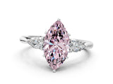 White gold Three-Stone Fancy Pink Marquise Cut Diamond Ring with Pear  Side Stones in Four-Prong Setting_12